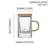 Tasses à thé 1 pc Verre de borosilicate haut avec passoire et couvercle de bambou parfait pour la fête à domicile 572 ml (19,07 oz)