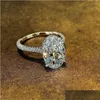 Anillos Vintage Corte ovalado 4CT Lab Diamond Promise Banda de compromiso de anillo para mujeres Drop de joyería OT3P7