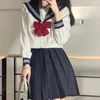 Clothing Sets Japanese School Uniform Girl Jk Suit Sexy Spring And Autumn Red Tie White Three Basic Sailor Women Long Sleeve