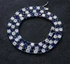 14K Blue Sapphire White Circon Tennis Tennis Gemstone Copper Chain Ожерелье 5 мм кубические камни из циркона Bling Tennis Chain Hip Hop 18inch 22i6011621