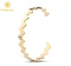 Bangle FINE4U B156 Stainless Steel Smooth Wave Bracelets Bangles Gold Color Open Cuff For Men Women Adjustable1441624