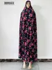 Vêtements ethniques 6xl Musulman Femmes Abaya Africain Slveless Prayer Garment Robe Kaftan With Hijab Floral Dubaï Saudi Robe Ramadan T240510