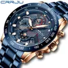 Montre-bracelets Design moderne Crrju Menes Regardez Blue Gold Big Dial Quartz Top Calendar Wristwatch Chronograph Sport Man Clock 2271