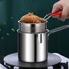 Ensemble d'établissements de cuisine en acier inoxydable Fryer Pot Solide Gandoue Olecranon Type de dérivation Port Détachable Fry Fry Kitchen Tool for Home Fried