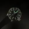 고품질 남성 시계 스테인레스 스틸 케이스 45mm 검은 다이얼 검은 가죽 스트랩 야행성 자동 남성 시계