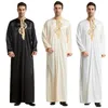 Ethnic Clothing Satin Embroidery Jubba Thobe Muslim Men Robe Islam Saudi Arabic Gown Eid Ramadan Thoub Thawb Abaya Dress Kaftan Abayas