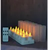 set of 12 remote controlled LED candles Flickering frosted Rechargeable Tea7899868