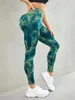 Tie Dye Yoga Pants Sports Legs Womens sömlös hög midja push ups Womens tight fitness träning ben Gymkläder 240428