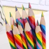 Pencils Wooden Rainbow Pencil Childrens School Graffiti Painting Colorful Pencil Hexagonal Triangle Wooden Writing Pen d240510