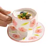 Tasse en céramique de cafés avec soucoupe set tasse de tasses de fleurs mignonnes conception créative large corps