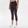 Yoga Same Capris Womens Side Pocket Splicing Sports Tights Peach Hip Gym Pants