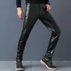 Men's Pants Fashionable pockets with smooth surface artificial leather casual and wear-resistant mens summer pants mens motorcycle pants maintain fashionL2405