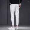 Men's Jeans Spring White Slim Little Feet Nine Points Pants Stretch Casual Male Clothes Ankle Length Denim Pant