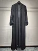 Roupas étnicas muçulmanas abertas quimono abaya listrado retro étnico cardigã túnica dubai dubai no Oriente Médio Arábia Saudita Eid Roupas Preto T240510