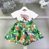 NOWOŚĆ Baby Tracksuits Girls Summer Suit Kids Designer Ubrania Rozmiar 90-160 cm T-shirt z krótkim rękawem i zielone szorty 24 MAY