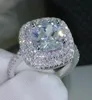 Klusterringar LMNZB 2022 925 Sterling Silver Wedding for Women Romantic Flower Formed Inlay Diamond Engagement Ring Jewelry LR6801239506