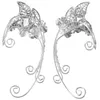 Backs Earrings Butterfly Fairy Elf Ear Cuff No Pierced Cuffs Clip Sparkling Zircon Crystal Women Fashion Jewelry