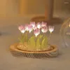 Fleurs décoratives faites à la main créative bricolage tulip nocturne matériau de matériau lumineux auto assemblage lampe décoration décoration de vacances Ornement de salle cadeau