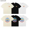 Rhude High End Designer Tişörtleri Modaya uygun dünya haritası Dünya Çapında Baskılı Yüksek Desen Kısa Knapıtlı Tişört Erkekler ve Kadınlar İçin Yüksek Sokak 1: 1 Orijinal Etiketler