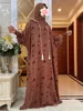 Ropa étnica Nuevo musulmán Long Slve Mujeres Abaya Eid con capucha Dos sombreros Cottondress Turquía Kaftan Robe árabe Arabe Islámica Hijab Dubai Clothing T240510