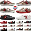 2024 Nuove scarpe firmate Scarpe in pelle casual Cartoon Ace Snake ricami Snake bianco Stripe rosse bianche classiche e scarpe da ginnastica da donna Sneaker casual per esterni