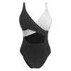 Swimwear pour femmes Couleur de contraste blanc noir
