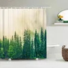 Rideaux de douche Nature Mist Forest Landscape Curtain 3D Printing Séplet de salle de bain en tissu imperméable avec 12 crochets