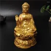 Decorative Figurines Golden Chinese Feng Shui Buddha Statue Handmade Resin Crafts Meditation Sculpture Home Decoration Statues