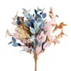 Decoratieve bloemen eucalyptus bladeren vertakking nep plantendecoratie trouwhuis arrangement blauw roze kunstmatige bloem gedroogd