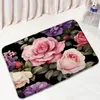 Mattes de bain Fleurs Mat Vinatge aquarelle plantes florales non glissées tapis de salle de bain papillons