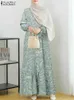 Abbigliamento etnico Zanzea Womens Stampa di fiori eleganti Musulmani Abaya Abete Fashion Abita