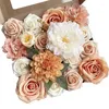 Flores decorativas Caixa de combinação artificial Conjunto de seda Dahlia Bulk for DIY Bouquets de casamento Decorações de chuveiro de noiva