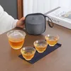 Чайный набор стеклянных туристических чайных костюма Японский один горшок заполняет три чашки на открытом воздухе