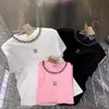 T-shirt de T-shirt Marque Miu Home Shenzhen Nanyou haut de gamme printemps 2024 NOUVEAU TOP T-shirt de lettre de diamant à ongles lourdes de vent Lazy pour femmes KW48