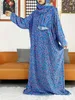 Ethnische Kleidung 2023 Muslimische Frauen mit Kapuzen von Abaya türkeiafrikanischer Baumwollgebetskleidungskleidung Kaftan mit Hijab Blumendrucken Dubai Saudi-Robe im Ramadan T240510