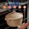 Pannen Perfecte pot - 5,5 Qt.Anti -aanbak keramische sauspan met deksel |Veelzijdig kookgerei voor Stovetop en oven stoombakken braise