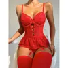 Leuke lingerie sexy vormgevende kant -lankwork backless perspectief lingerie jumpsuit