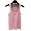 Tank da donna Brand Designer Camis Focalizzarsi sul nuovo spazzolino a strisce ricamate a strisce ricamato a U Penny Edition.