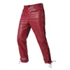 Men's Pants 2024 New Hot Selling Mens Gothic Leather Pants Fashion Shoulder Straps Rock Motorcycle Leather Pants American PU Leather PantsL2405