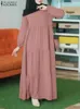 Etniska kläder Zanzea Eid Mubarek Ramadan Ruffles Maxi Sundress Kaftan Turkiet Muslimsk klänning Vintage Women Long Slve Abaya Hijab Dresses Robes T240510