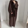 Abbigliamento etnico Modest Abaya Kimono Dubai Muslim Cardigan Abayas Women Casual Female Islam vestiti Linen Blend Oversize Coats T240510