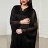 Etniska kläder Hot Selling Abaya Set för muslimska kvinnor Kaftan Dubai Luxury Shiny Batwing Slve Evening Party Dress Modest 2 Piece Muslim Set T240510