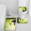 Badmatten Zen Non-Slip Mat Set Green Bamboo Lotus kaarsen Meditatie Badkamer Decoratie Boeddha Huis Tapijt Tapijt Toilet Deksel Cover