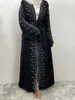 Vêtements ethniques Circle noir Diamond Abaya Femme musulmane Dubaï Ramadan Abayas Kaftan Robes élégantes islamiques Long Robe Galabia Islam Prière