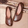 Повседневная обувь ручной работы подлинные кожаные женщины.