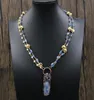 Bijoux guaiguai 2 brins cultivés blanc perlé bleu kyanite chain de chaîne collier