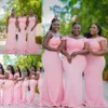 2019 Blush Pink Bridesmaid klänningar olika stilar samma färg plus storlek formella klänningar piga av hedersklänningar afrikansk sjöjungfru kväll g 267k