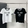 Designer Luxury Celins Classic Spring/Summer 2024 new trend Comfortable letter-print contrast round neck T-shirt slim American short-sleeved top