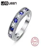 Bleu rond Tanzanite Blanc Blanc de zircon blanc pour femmes Silver Ring 925 Jewelry Pave Réglage Crystal Bijoux Femme Cluster8551709