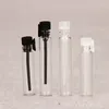 Opslagflessen 100 stcs transparen glasrefilleerbare fles zwart duidelijke plug deksel cosmetische verpakking mini klein monster parfum flessen1ml 2 ml